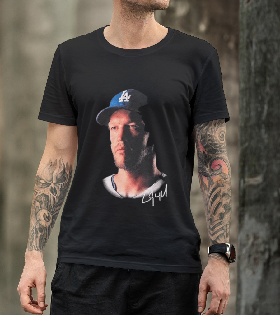 Kike Hernandez Wears Clayton Kershaw Face LA Dodgers Signature T-Shirt