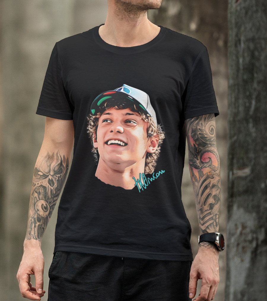 Kimi Antonelli F1 Team Smiley Big Head Signature Cap Racing T-Shirt