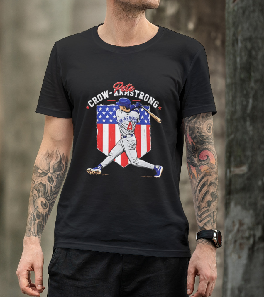 Pete Crow Armstrong Chicago Cubs Baseball 4 American Flag 2026 T-Shirt