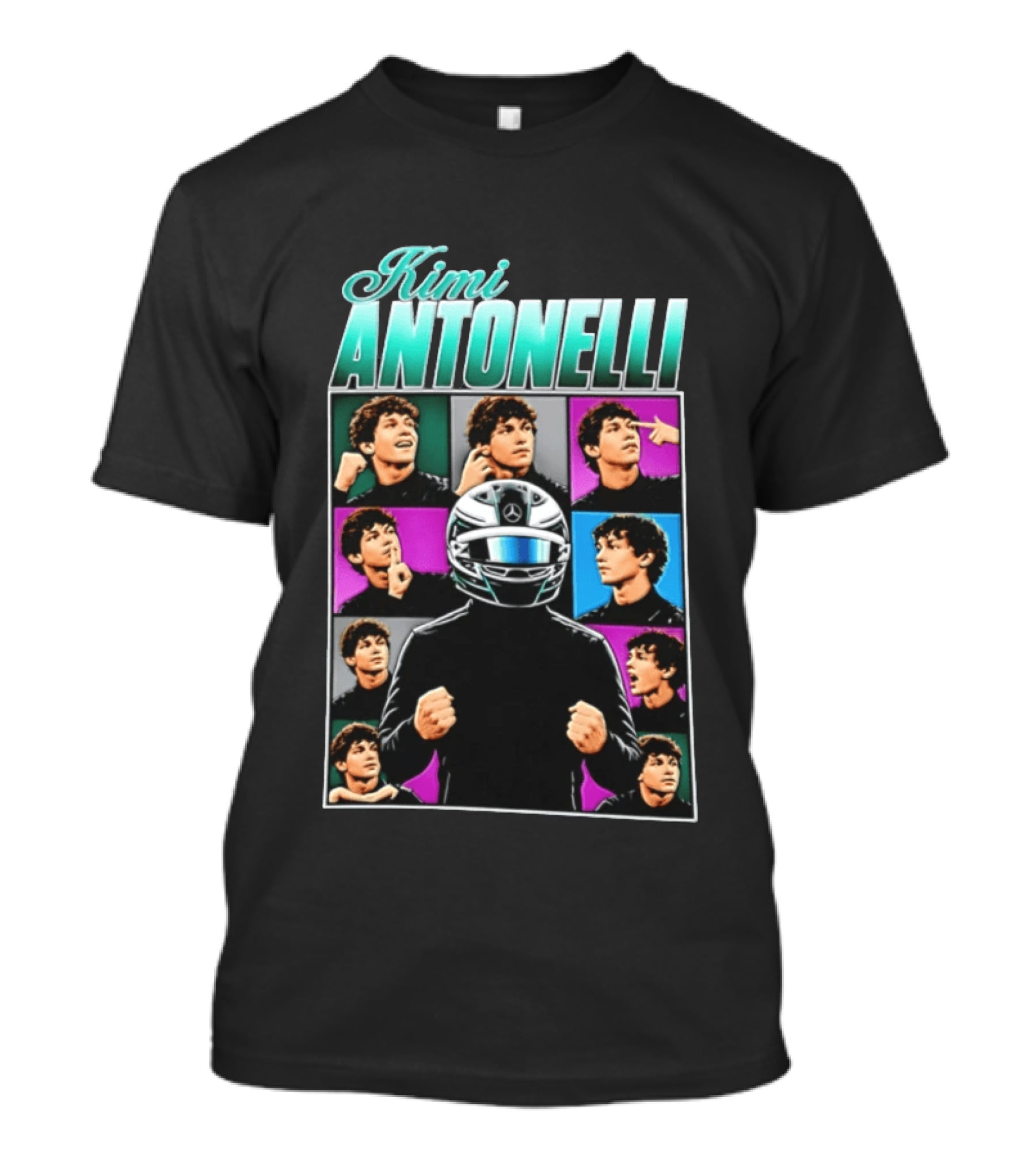Kimi Antonelli F1 Team Pop Art Helmet Racer T-Shirt