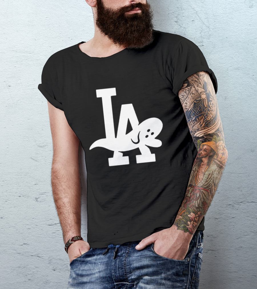 Los Angeles Dodgers LA Ghost Logo Halloween T-Shirt