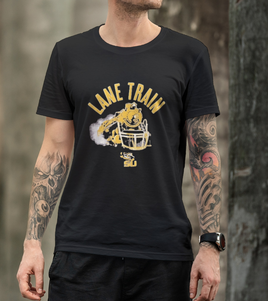 Lane Train Yellow Steam Lsu Tigers NCAA Locomotive Helmet Smoke T-Shirt