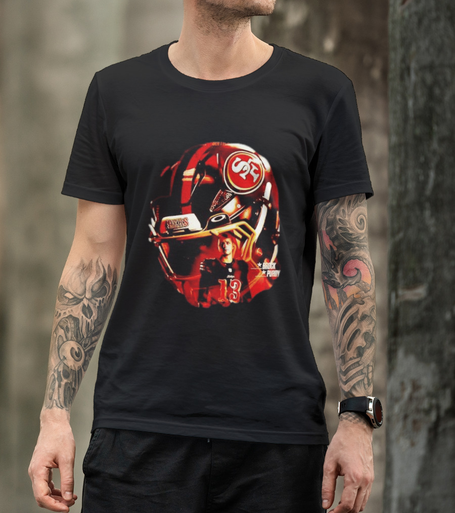 San Francisco 49ers Brock Purdy 13 Football Helmet NFL Night T-Shirt