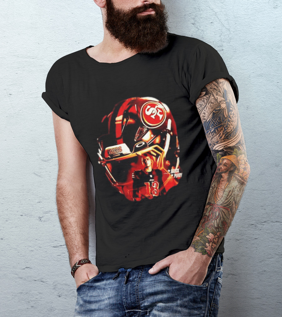 San Francisco 49ers Brock Purdy 13 Football Helmet NFL Night T-Shirt