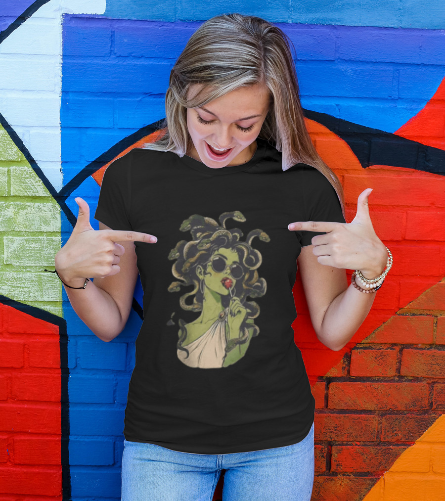 Vintage Medusa With Sunglasses And Lollipop T-Shirt