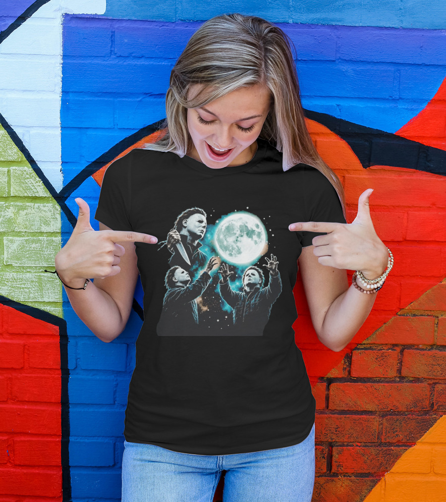 Michael Myers Halloween Moon Knife Scene T-Shirt