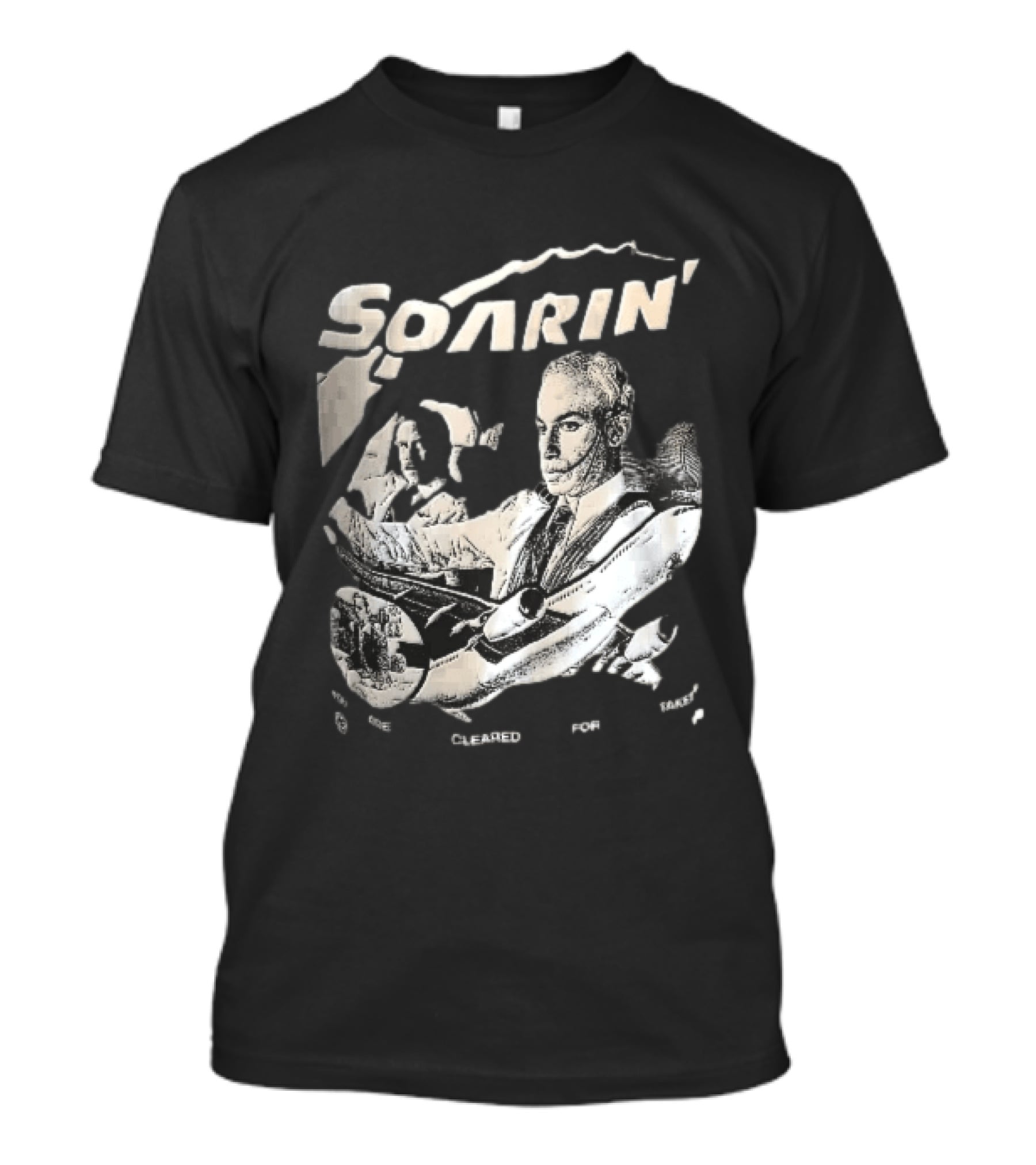 Soarin You Are Cleared For Takeoff Pilots Airplane Cockpit Halftone T-Shirt