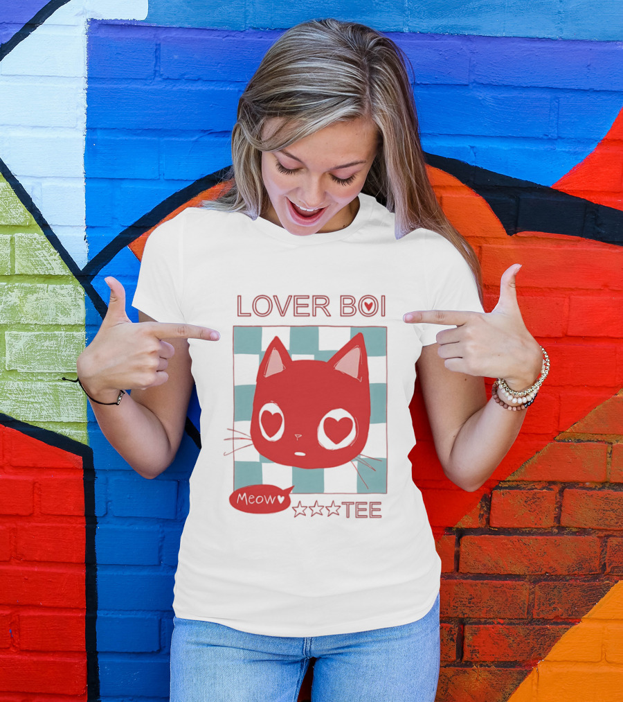 Lover Boi Meow Red Cat Star T-Shirt