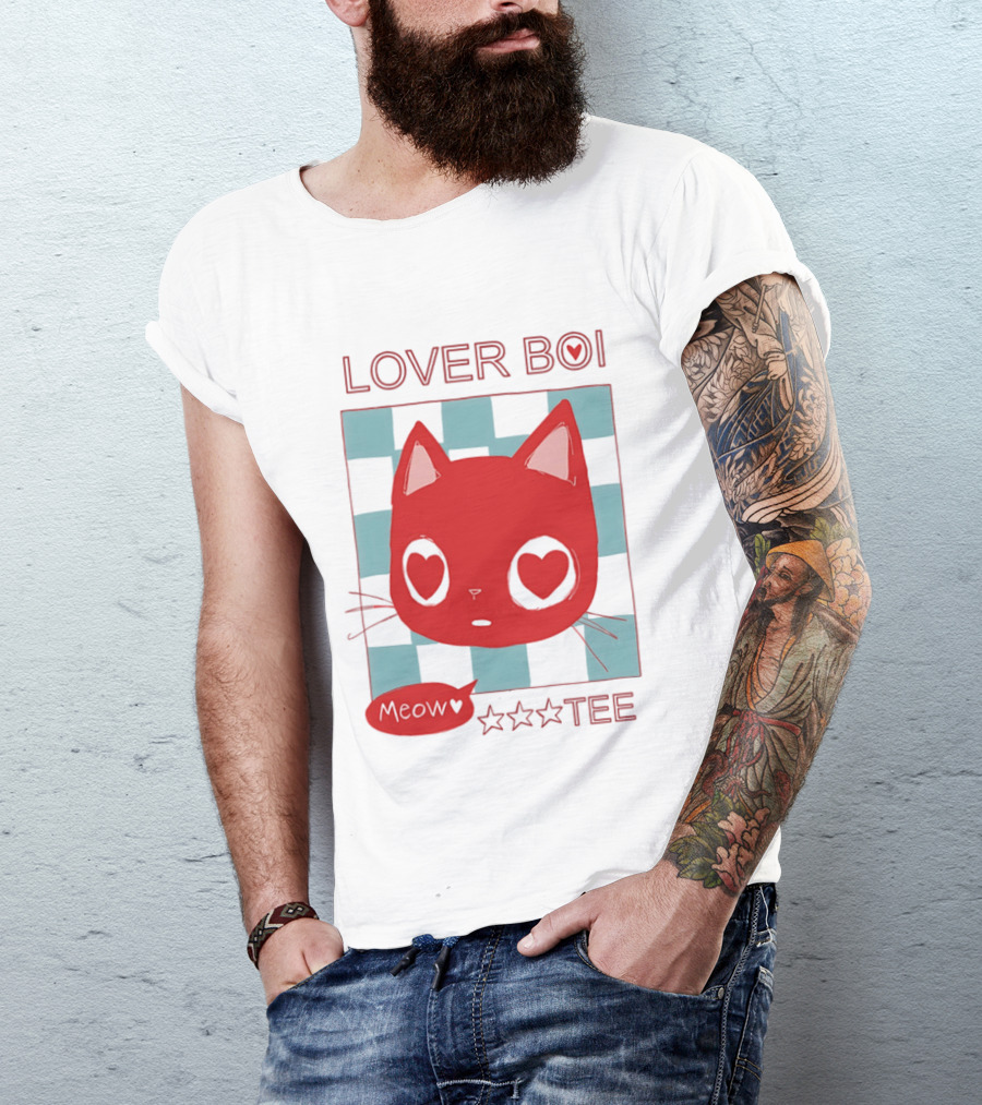 Lover Boi Meow Red Cat Star T-Shirt
