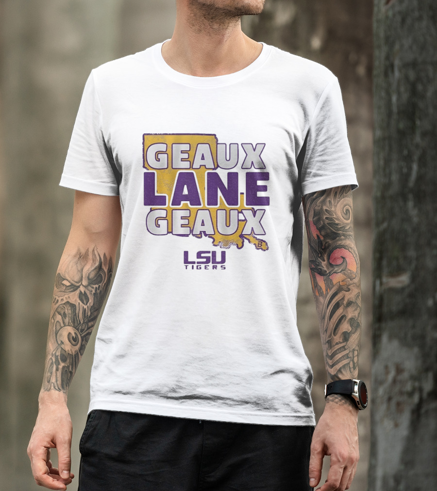 LSU Tigers Geaux Lane Geaux Football Louisiana Map T-Shirt
