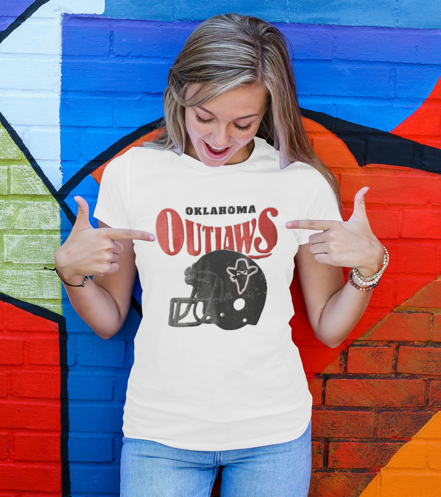 Oklahoma Outlaws Distressed Black Helmet Masked Bandit 2025 T-Shirt