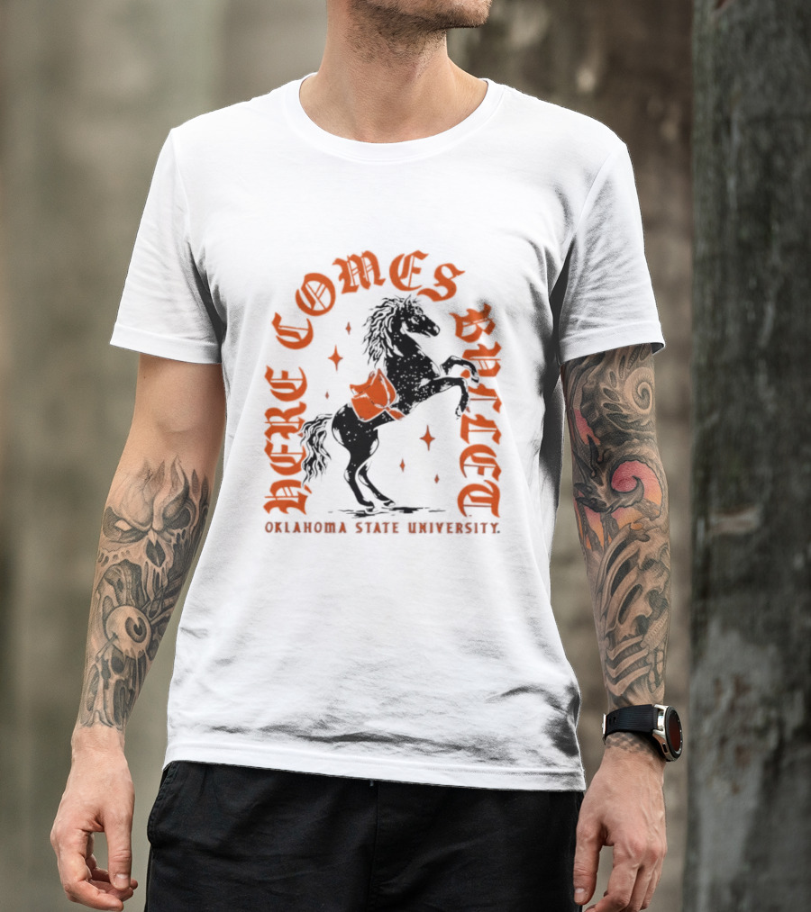 Oklahoma State University Here Comes Bullet Horse Riding Spirit T-Shirt