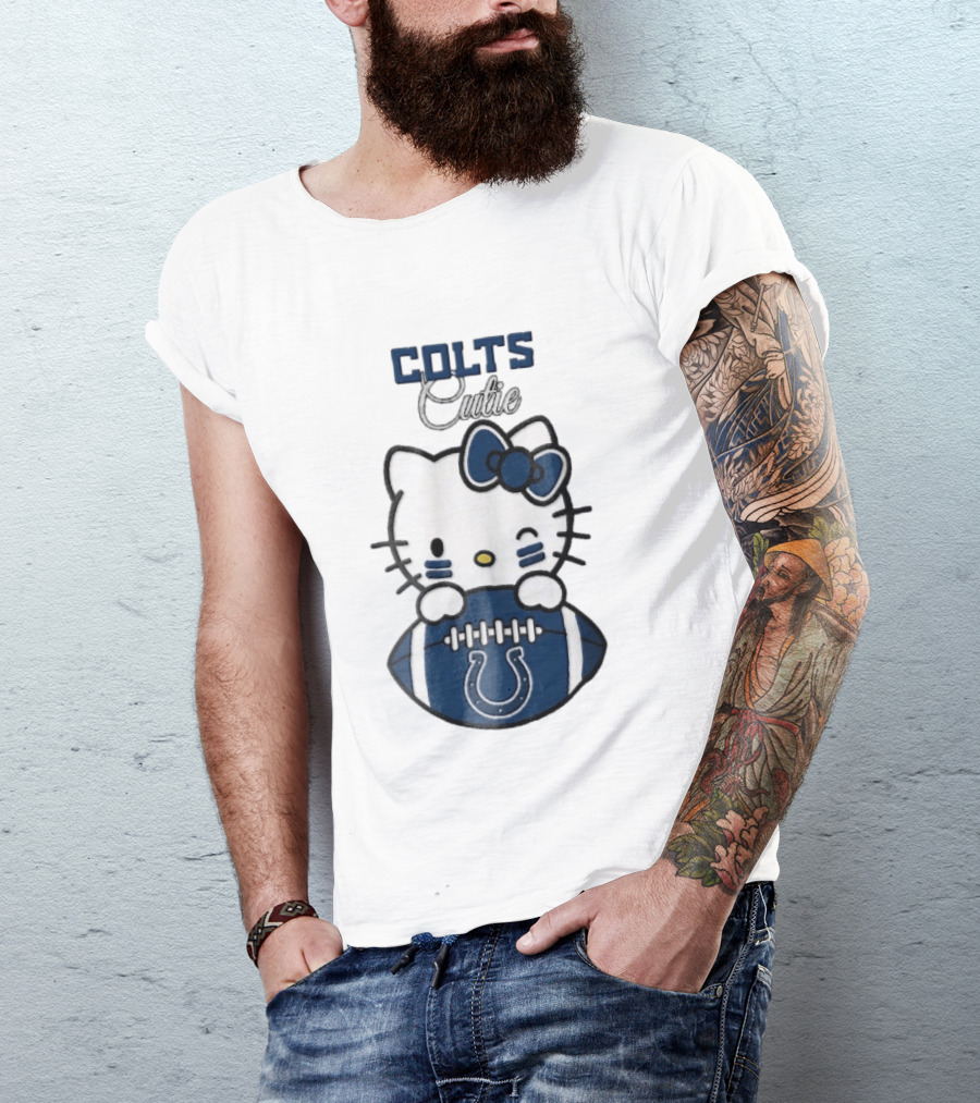 Indianapolis Colts Cutie Cartoon Cat Football Bow T-Shirt