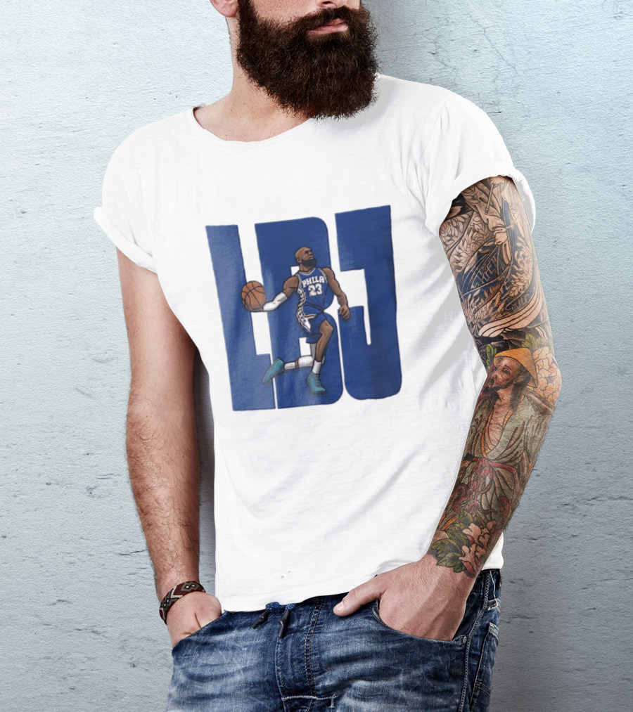 Philadelphia 76ers Phila 23 Cartoon Caricature Basketball Player Dribbling Lbj T-Shirt