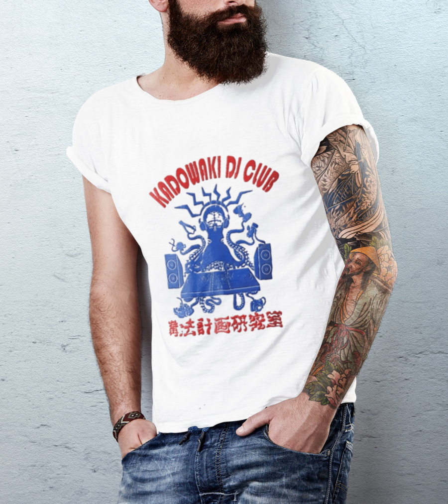 Kadowaki Dj Club Blue Octopus Turntable Brain Headphones Speakers 2024 T-Shirt