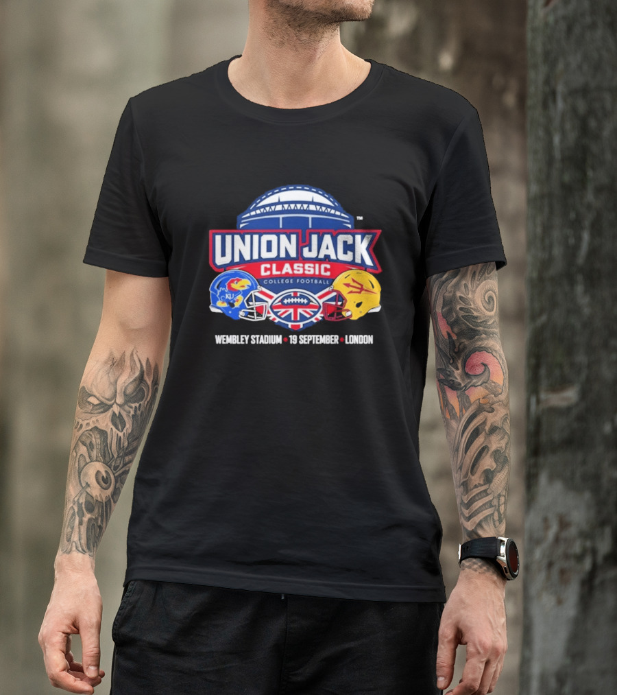 Union Jack Classic College Football Kansas Vs Arizona State Wembleу Stadium London 19 September 2026 T-Shirt