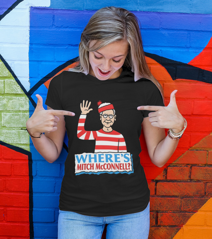 Where's Mitch McConnell Red White Stripes Waving T-Shirt