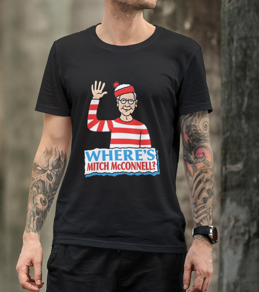 Where's Mitch McConnell Red White Stripes Waving T-Shirt