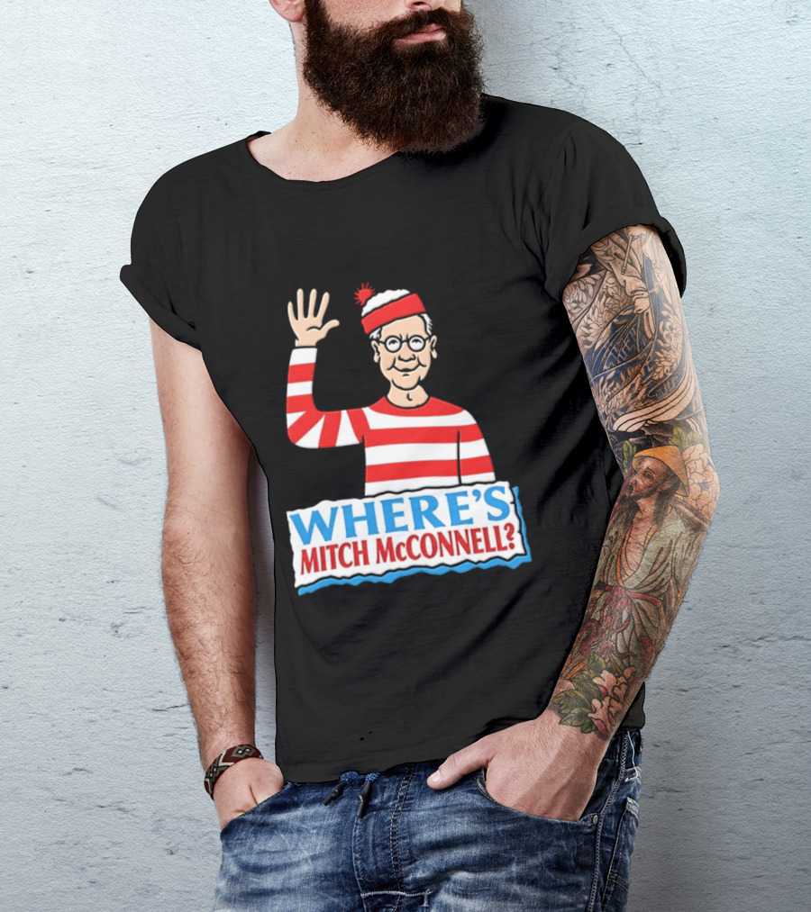 Where's Mitch McConnell Red White Stripes Waving T-Shirt