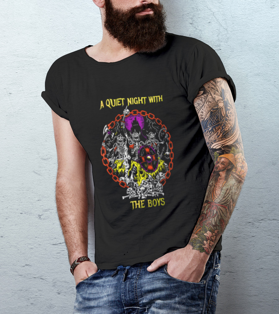 A Quiet Night With The Boys Skeleton Warriors Viking Horde T-Shirt