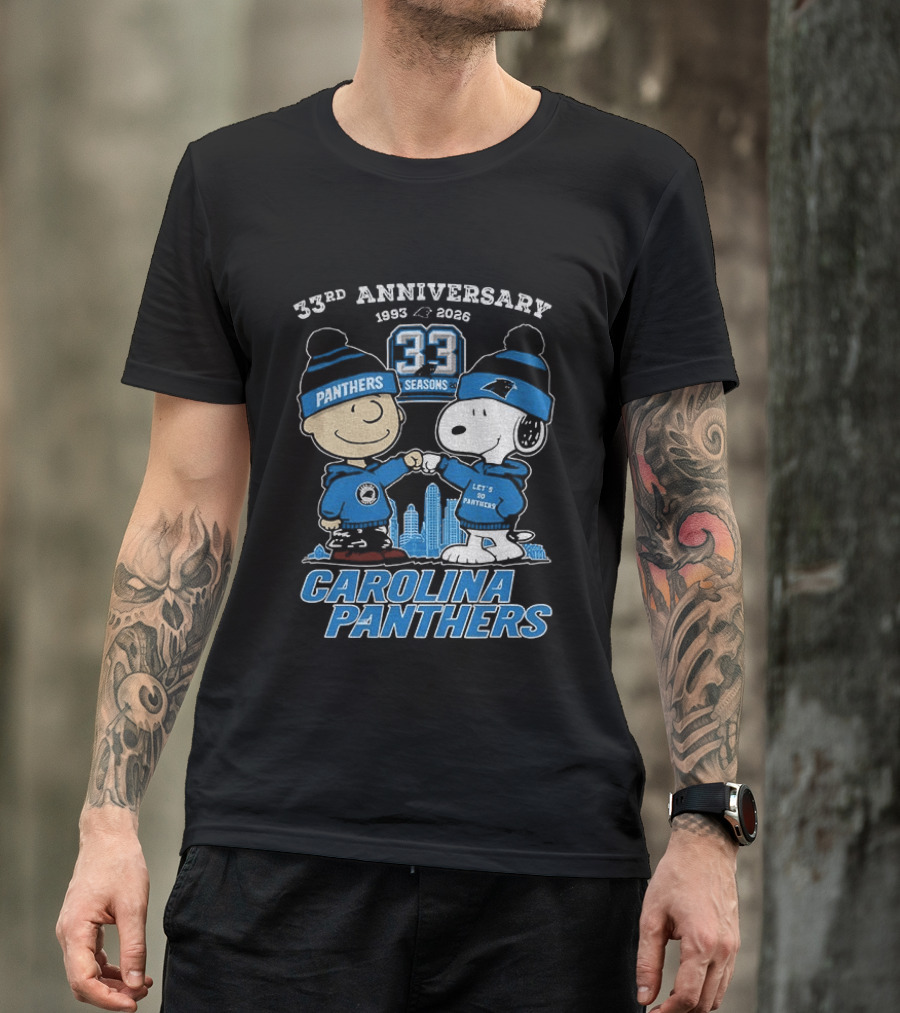 Charlie Brown Snoopy Carolina Panthers 33rd Anniversary 1993 2026 Seasons T-Shirt
