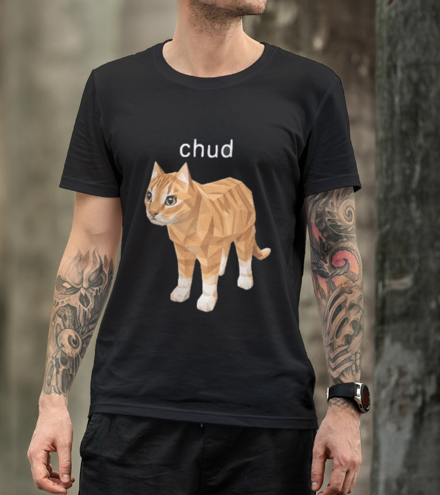 Chud Low Poly Geometric Orange Tabby Cat T-Shirt