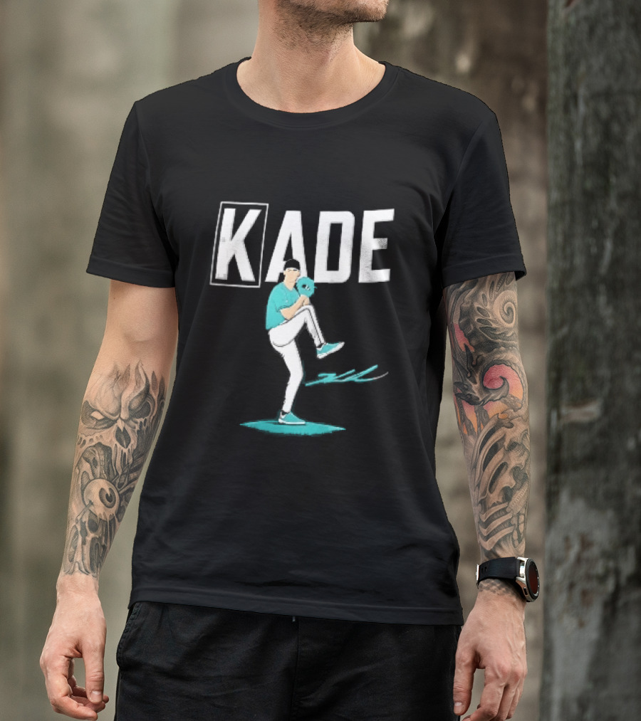 Kade Baseball Pitcher Teal Jersey Mound Action Cartoon T-Shirt
