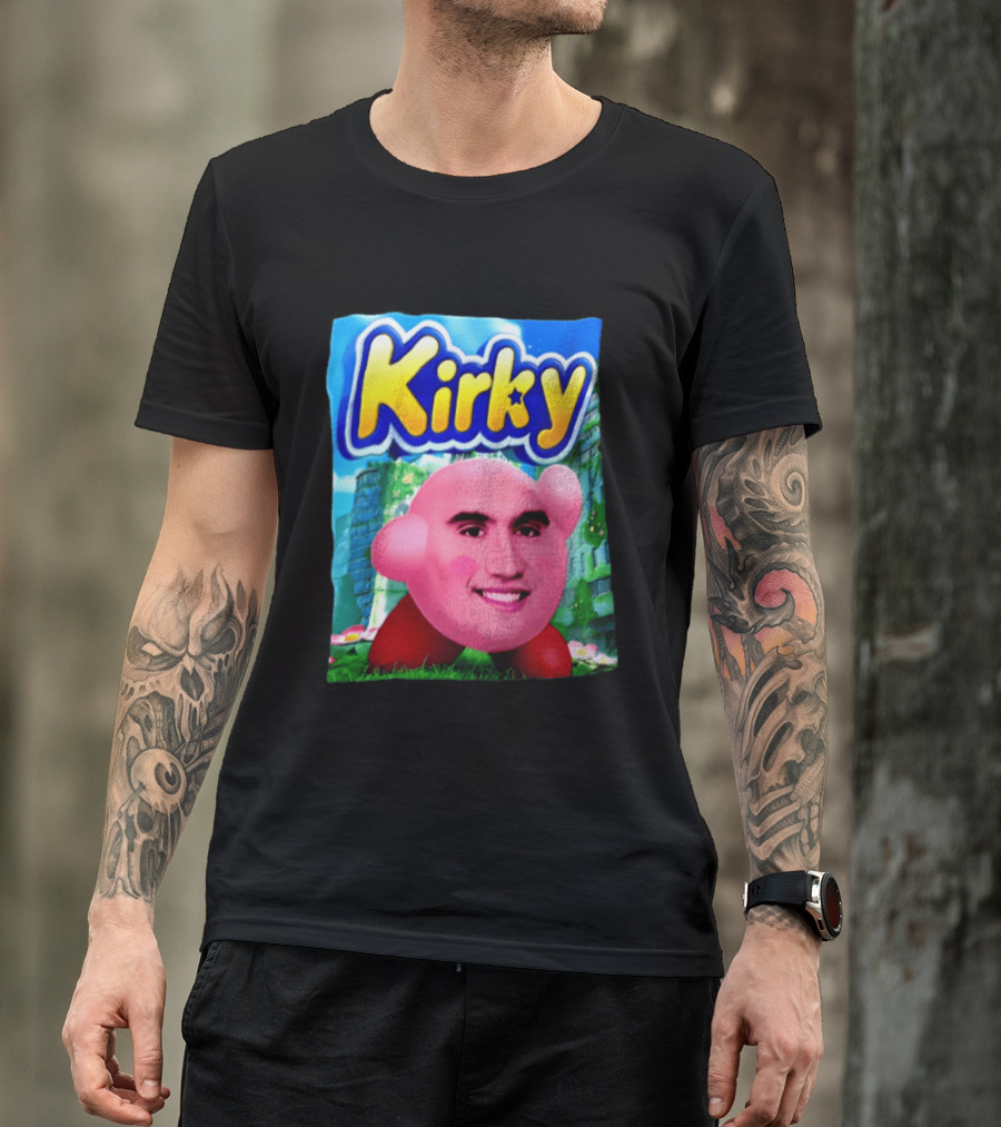Kirky Kirby Nintendo Inspired Face Mashup Retro Gaming Nostalgia T-Shirt