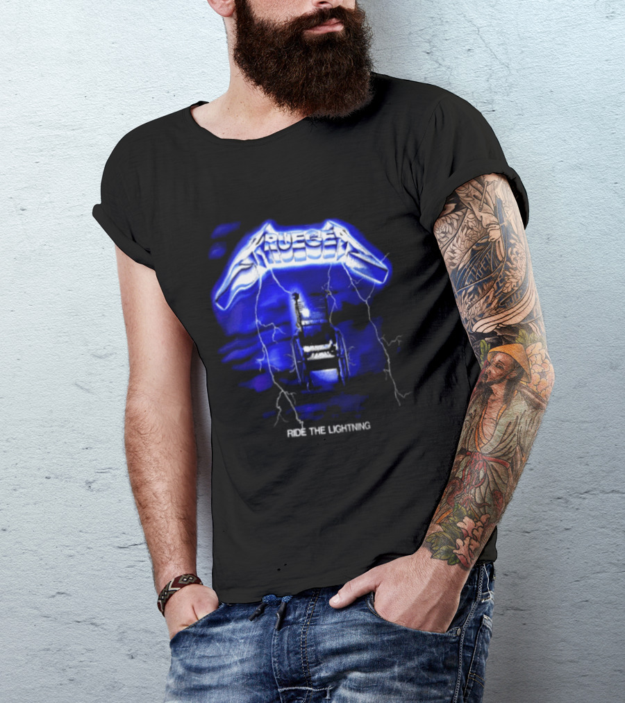 Krueger Ride The Lightning Wheelchair Electric Blue Thunderbolt T-Shirt