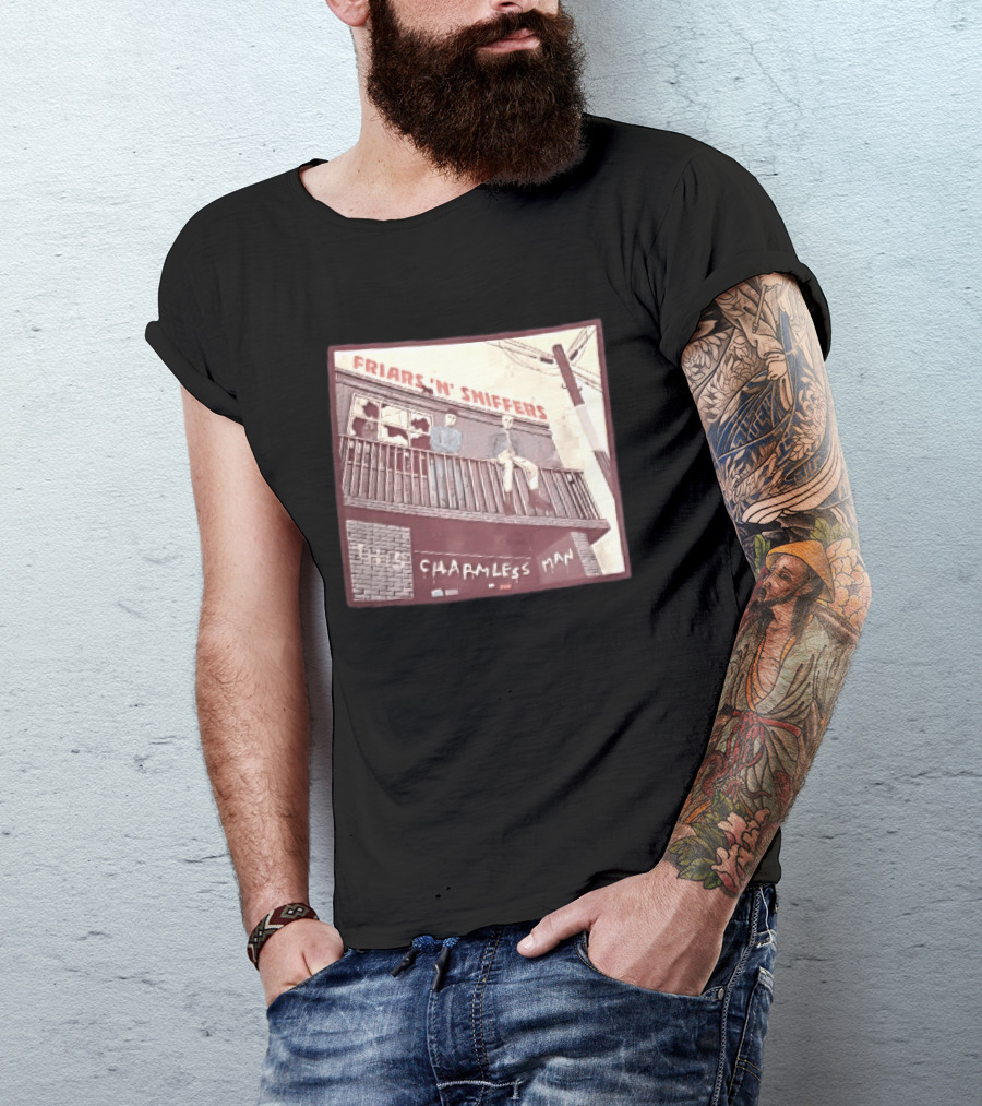 Friars N Sniffers Charmless Man Two Figures Balcony Broken Windows T-Shirt