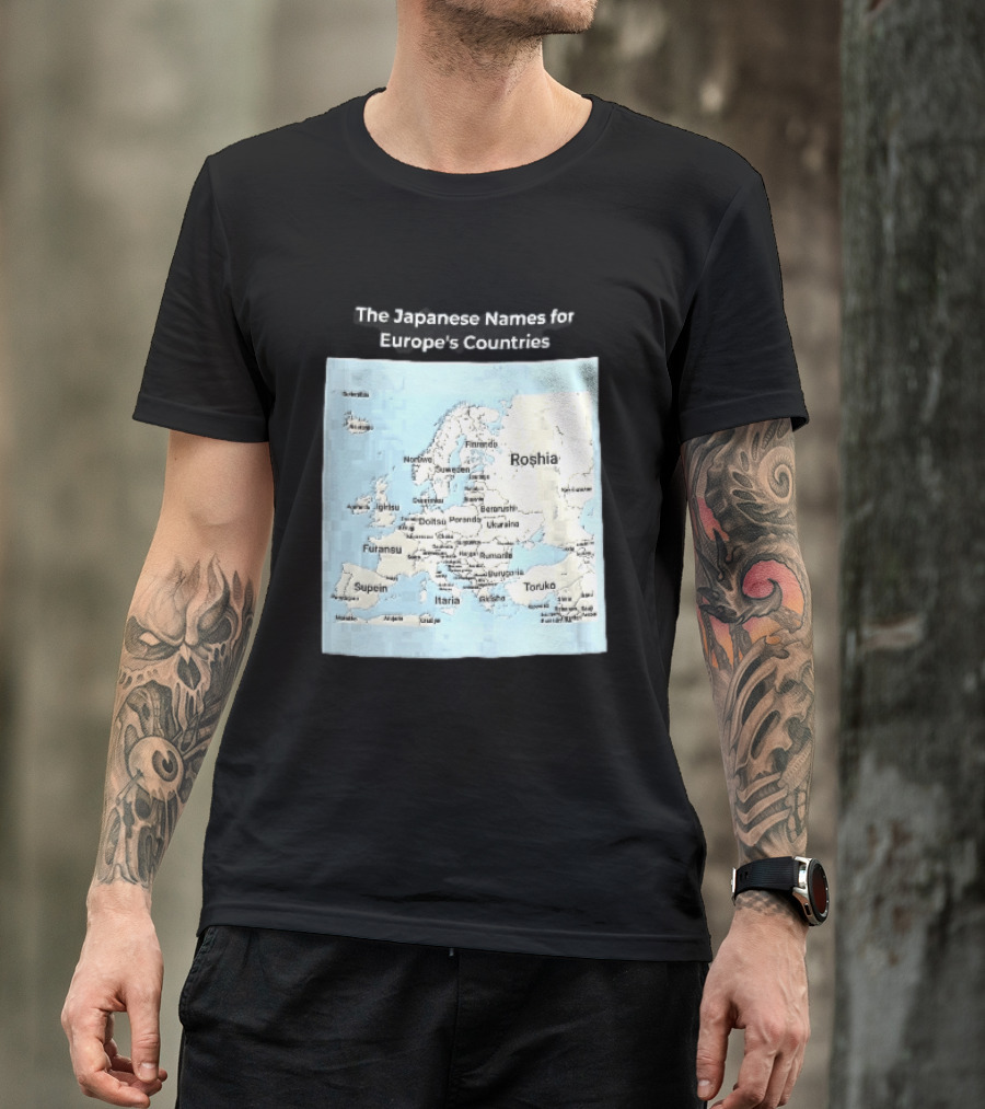The Japanese Names For European Countries Map With Labels T-Shirt