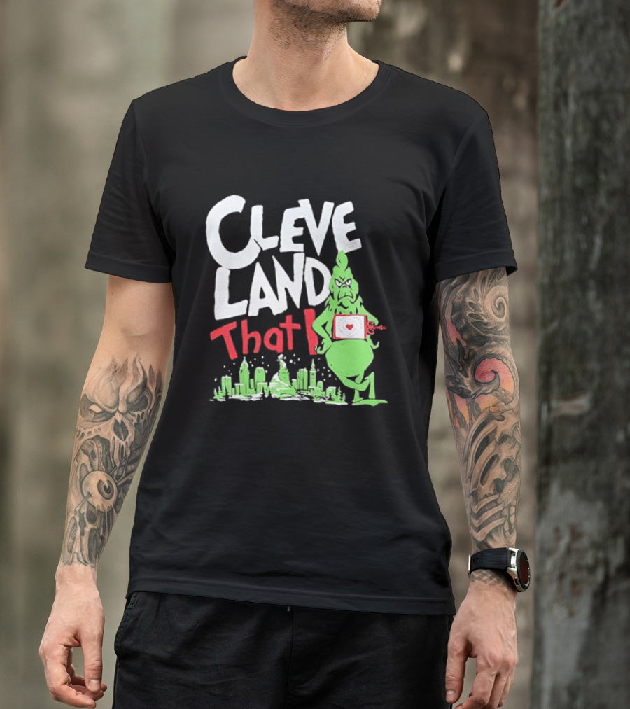 Cleveland That I Grinch Holiday Skyline Sweater T-Shirt