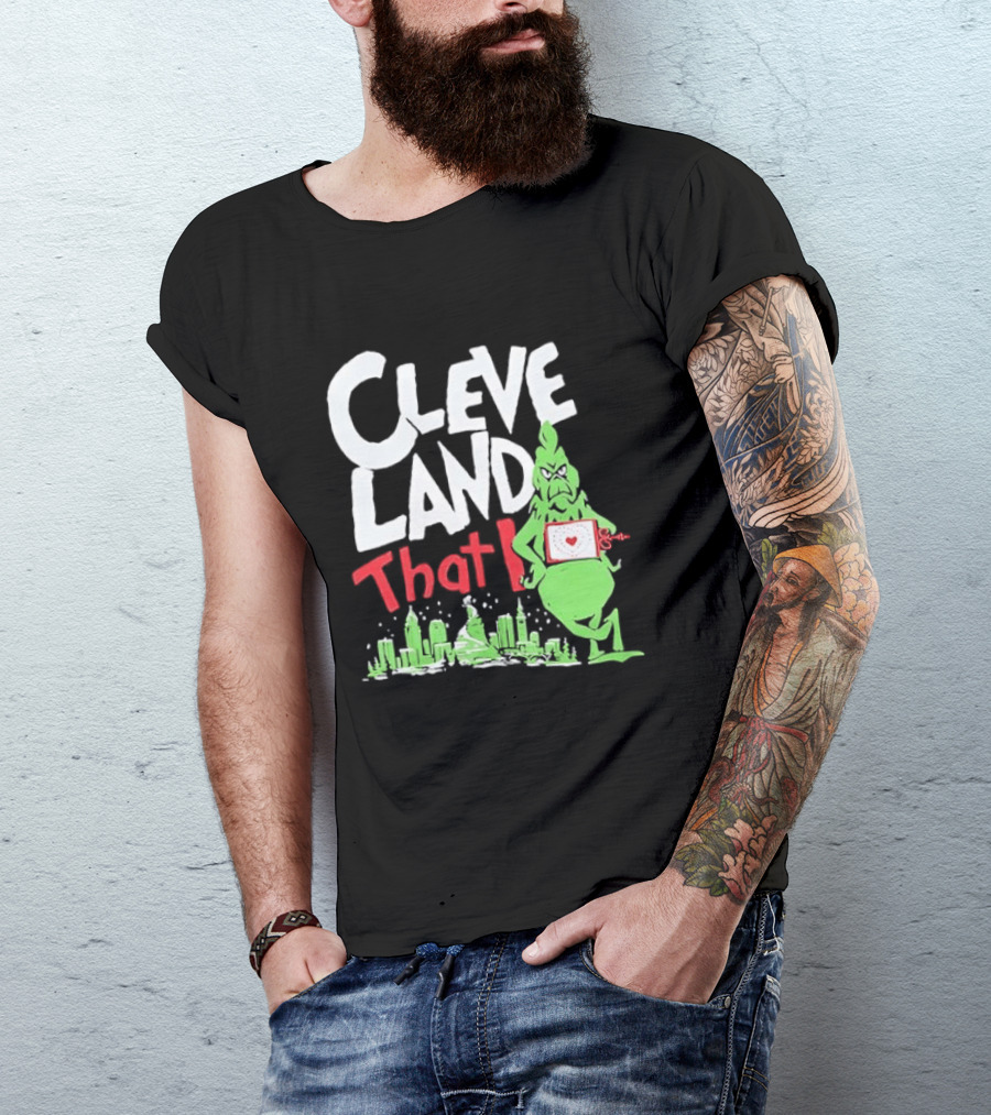 Cleveland That I Grinch Holiday Skyline Sweater T-Shirt
