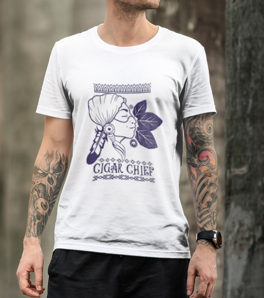 Cigar Chief Native American Smoking Profile T-Shirt