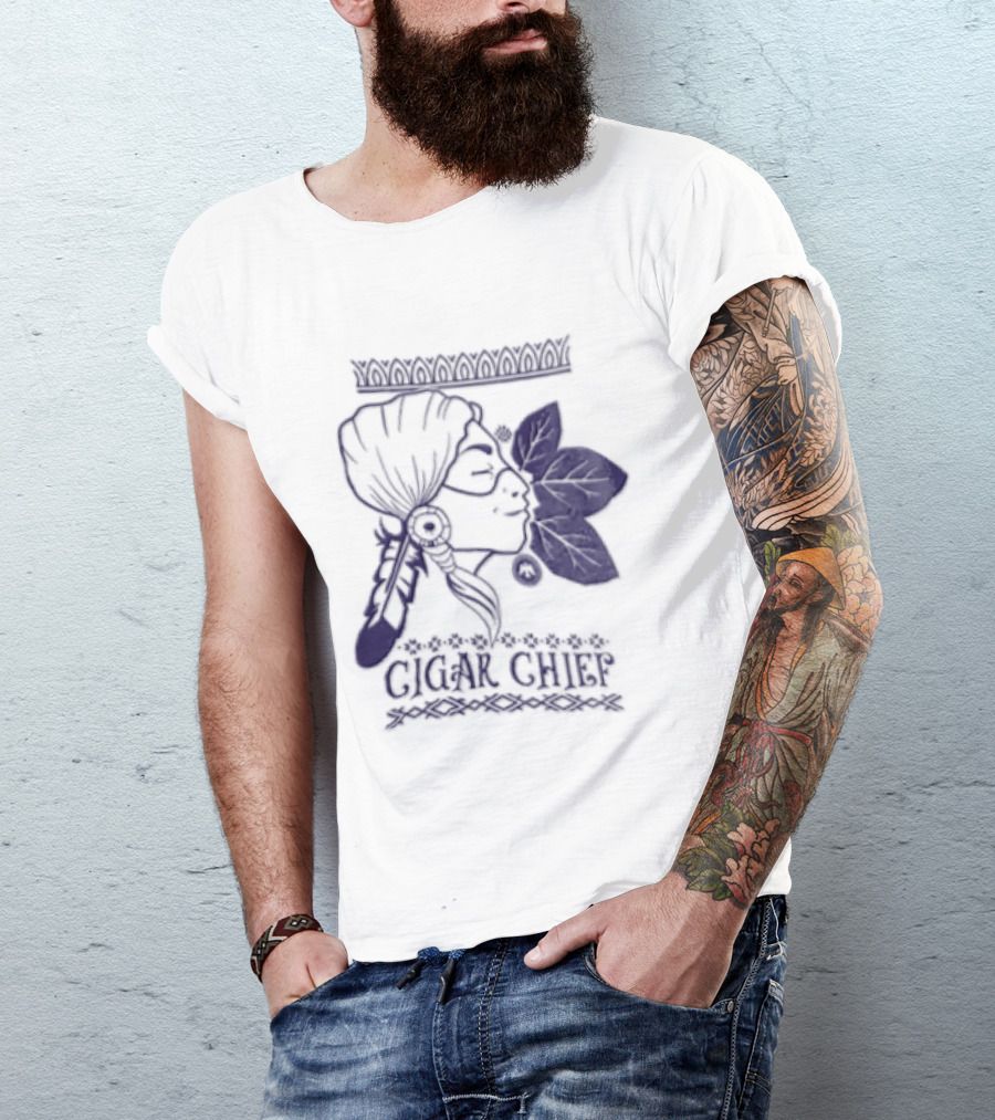 Cigar Chief Native American Smoking Profile T-Shirt