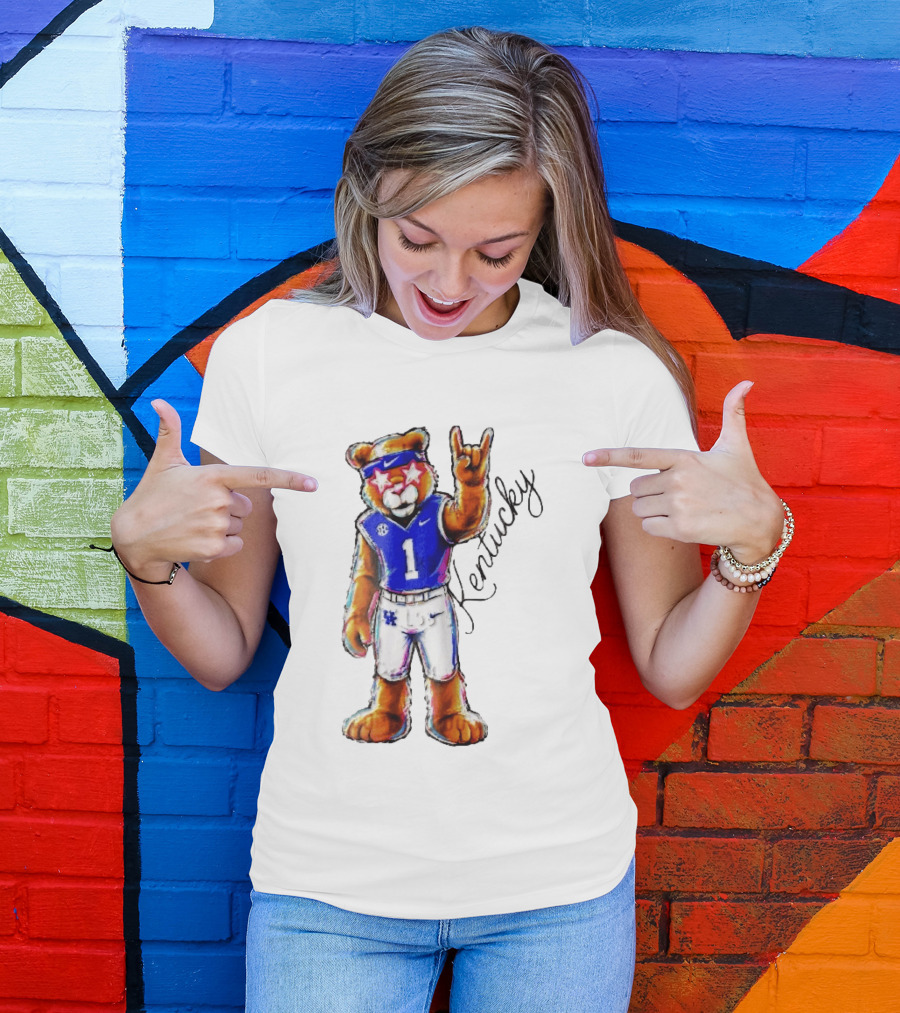 Kentucky Wildcats Mascot NCAA Pink Star Glasses Rock Sign T-Shirt