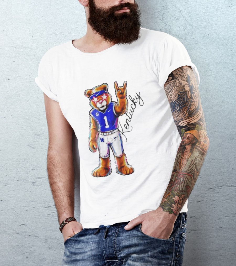 Kentucky Wildcats Mascot NCAA Pink Star Glasses Rock Sign T-Shirt