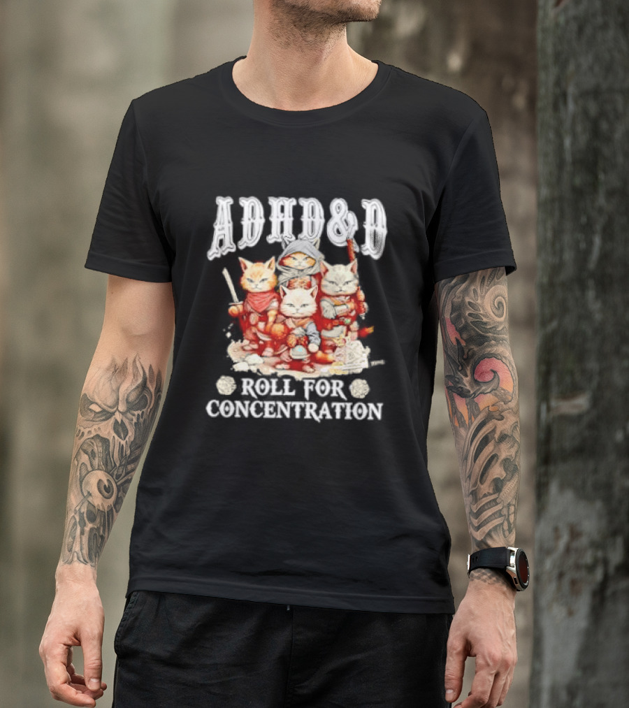 ADHD&D Roll For Concentration Cat Trio Adventure T-Shirt