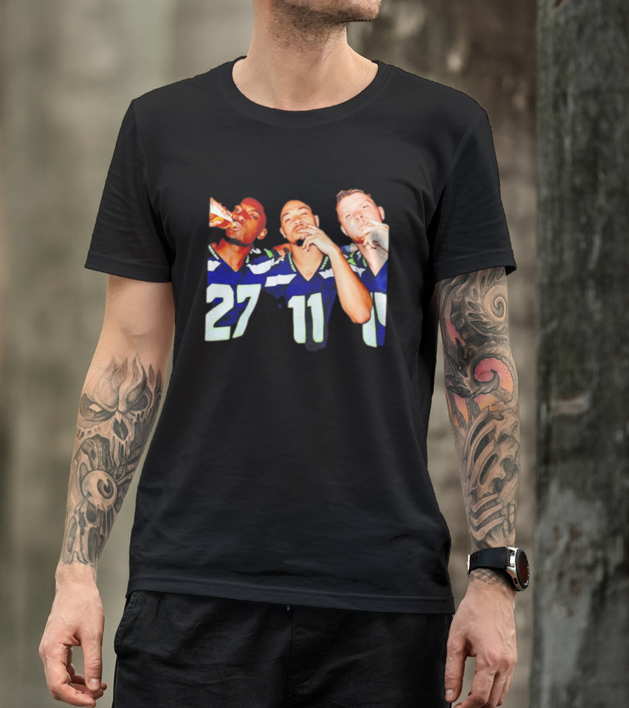 Avery Smith Jaxon Smith Njigba Sam Darnold Seattle Seahawks Smoking Image T-Shirt