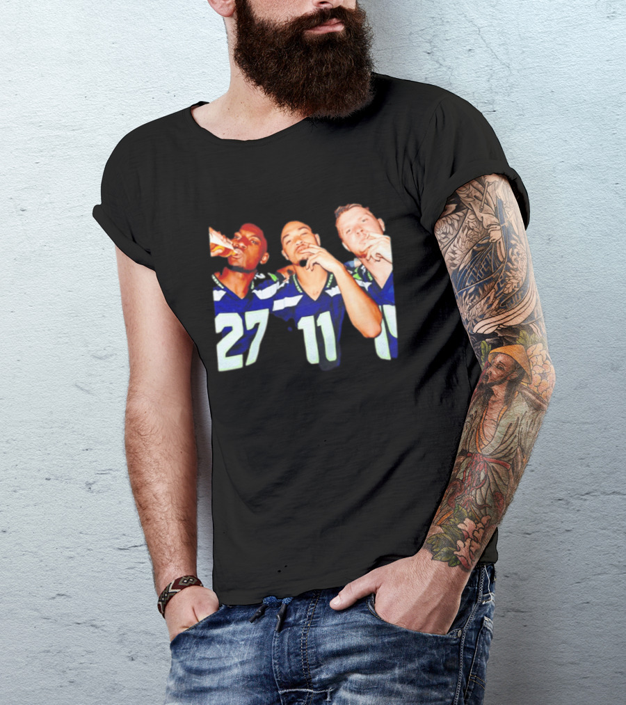 Avery Smith Jaxon Smith Njigba Sam Darnold Seattle Seahawks Smoking Image T-Shirt
