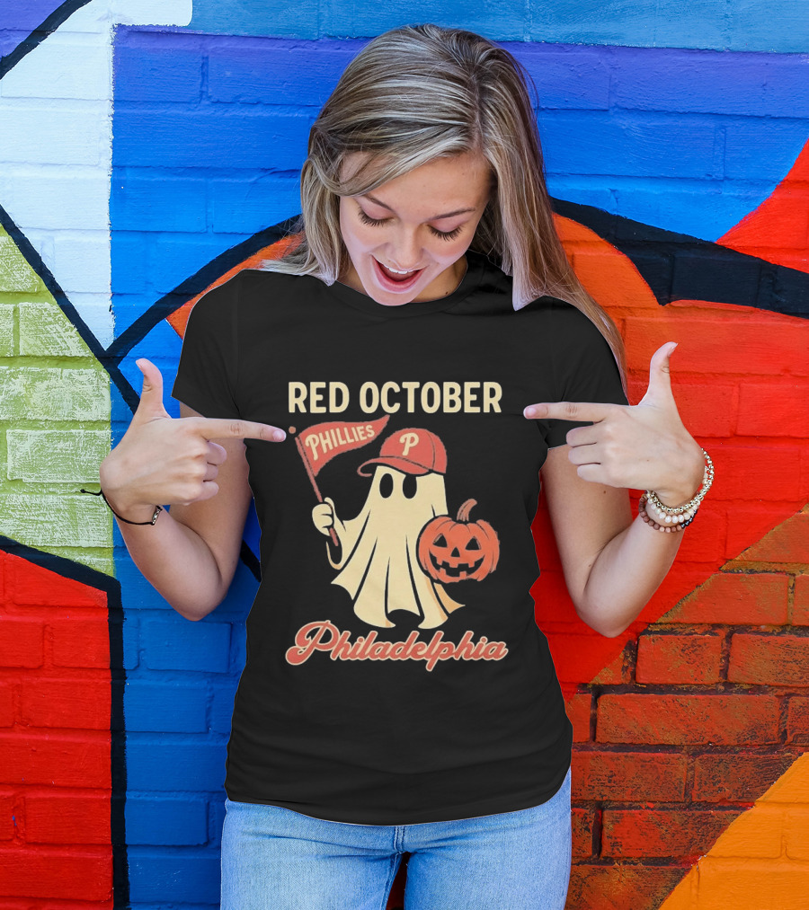 Red October Phillies Ghost Pumpkin Philadelphia T-Shirt