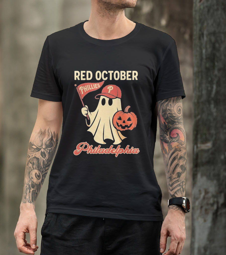 Red October Phillies Ghost Pumpkin Philadelphia T-Shirt