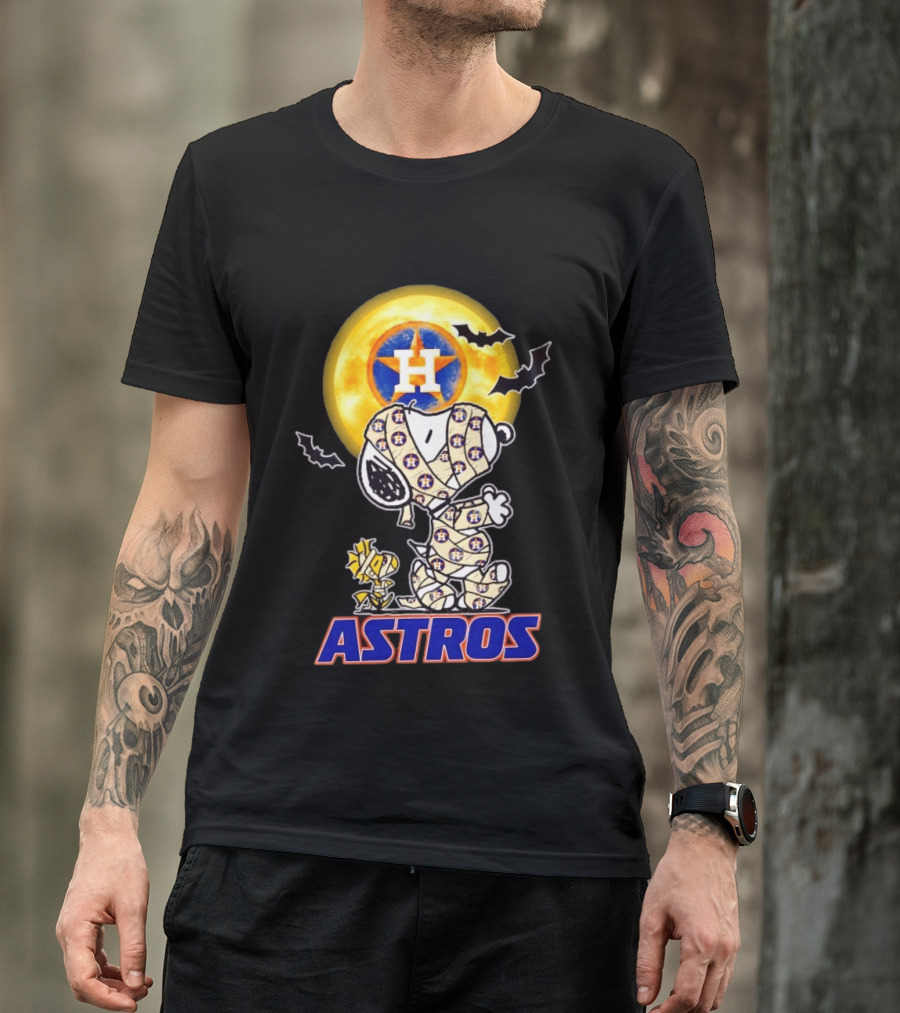 Houston Astros Snoopy Woodstock Halloween Mummy Cosplay T-Shirt