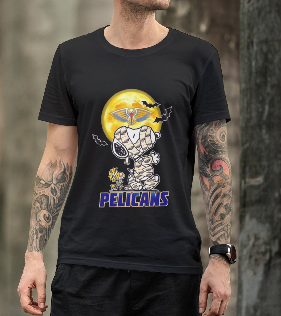 New Orleans Pelicans Snoopy Woodstock Mummy Halloween Cosplay T-Shirt