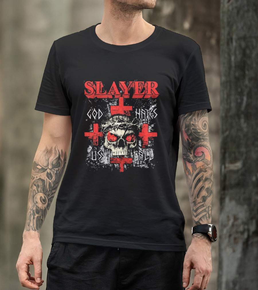 Slayer God Hates Us All Skull Red Crosses T-Shirt