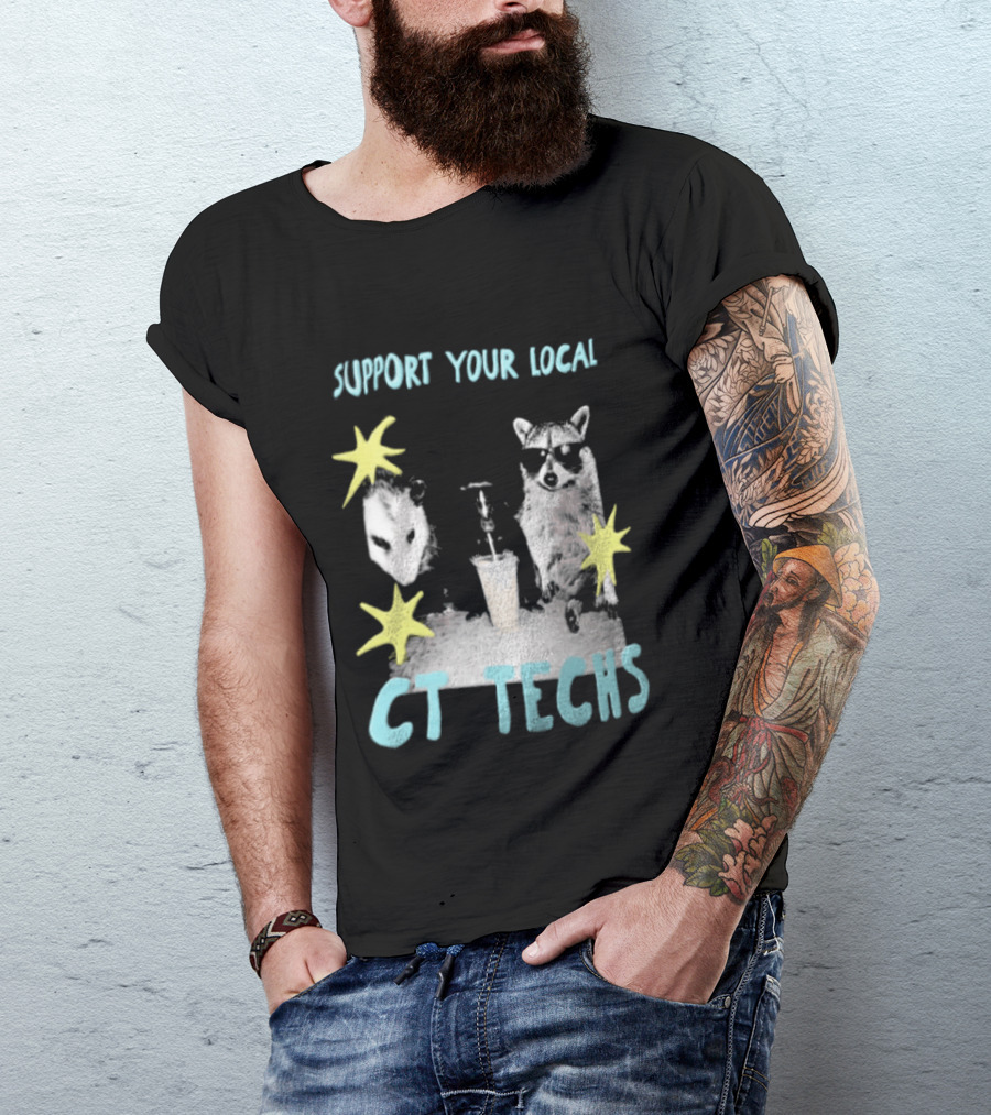 Support Your Local CT Techs Opossum Skunk Raccoon Stars T-Shirt