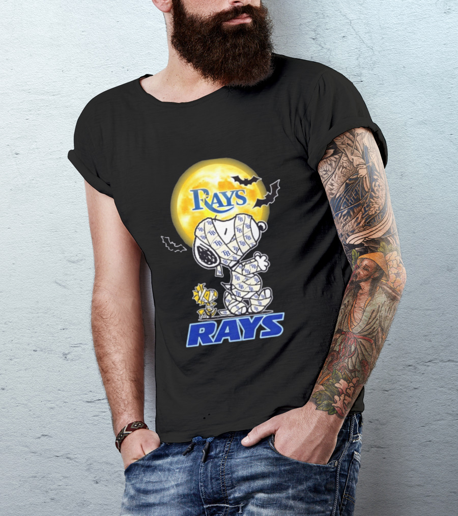 Tampa Bay Rays Snoopy Woodstock Halloween Mummy Moon Bats T-Shirt