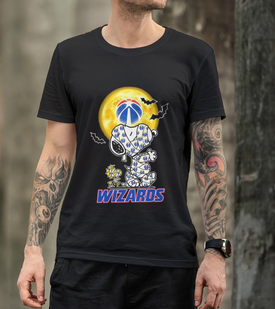 Washington Wizards Snoopy Woodstock Halloween Mummy Full Moon T-Shirt
