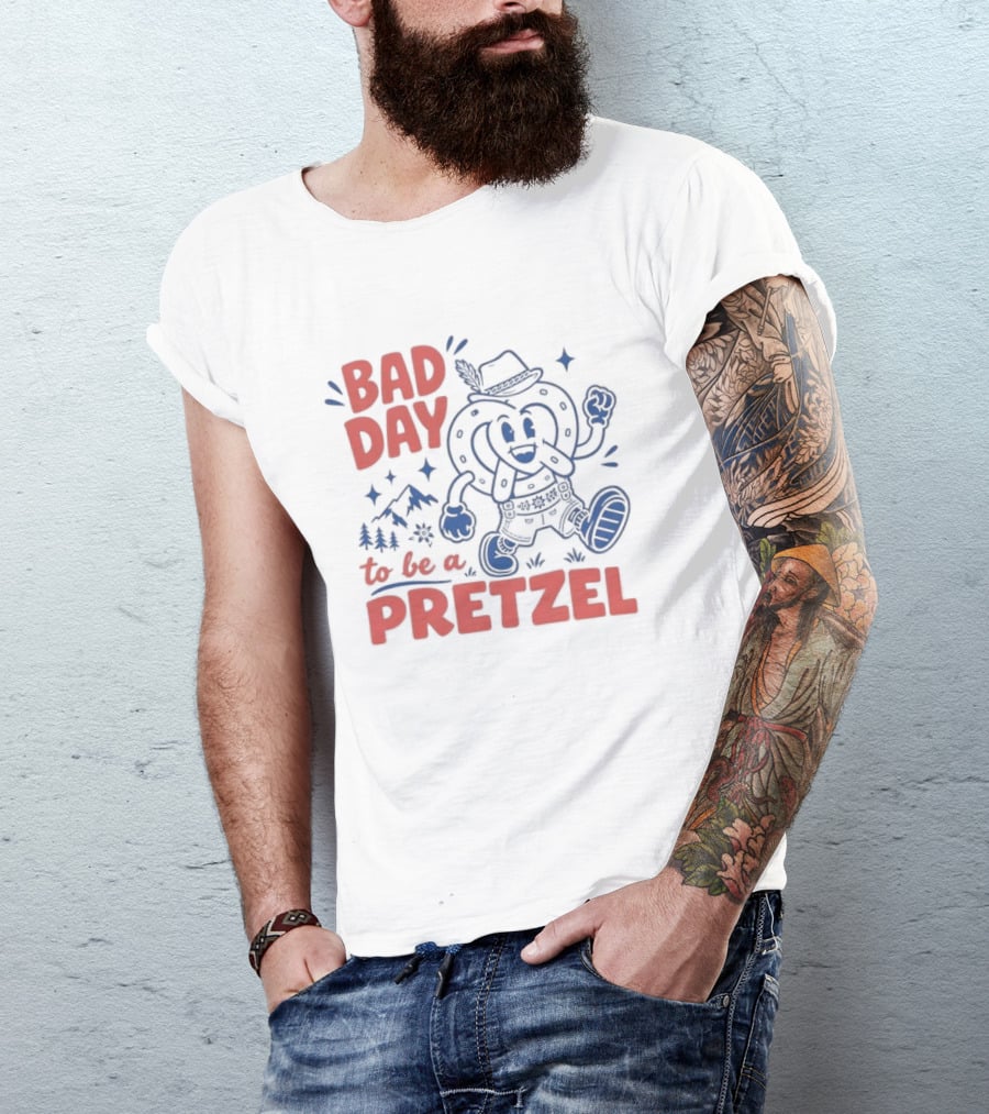 Bad Day To Be A Pretzel Cartoon Character Adventure T-Shirt