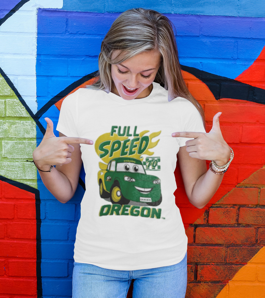 Full Speed Oregon Ducks Car Toon Sporting Team Spirit T-Shirt
